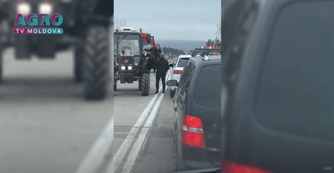(video) Un șofer, gata să se bată cu un agricultor în drum spre protest